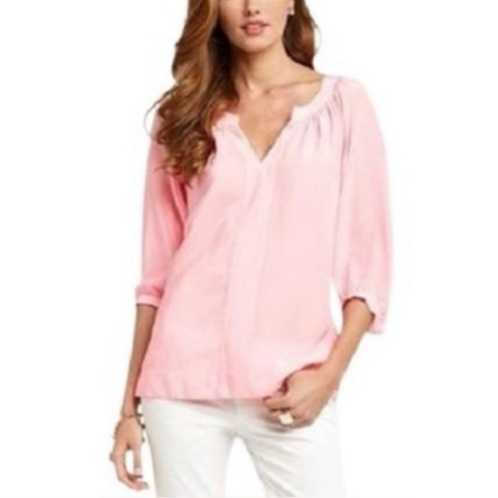 Lilly Pulitzer Moxy Pink Striped Silk Blouse Women’s Small S